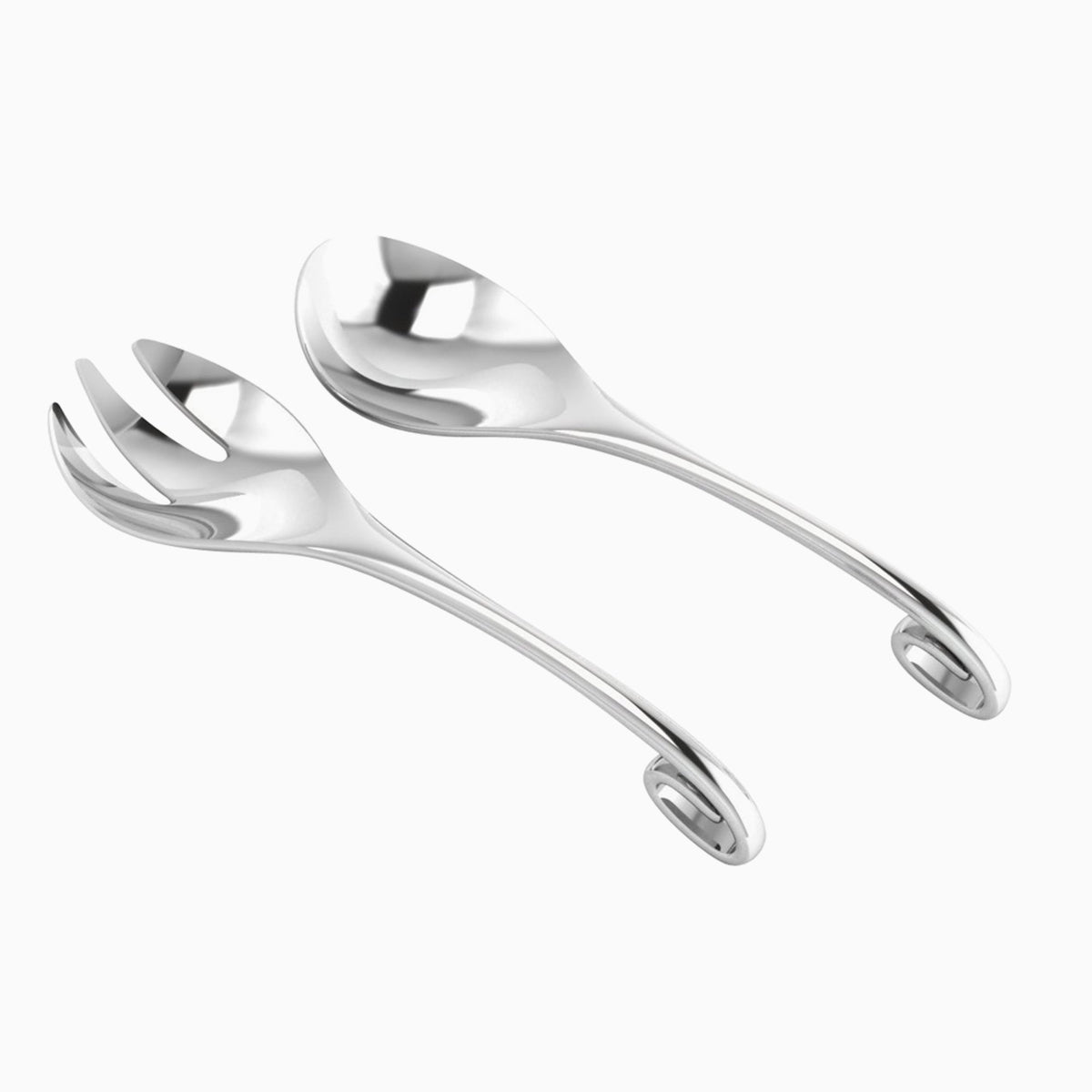 Loop fork and spoon baby set in sterling silver.