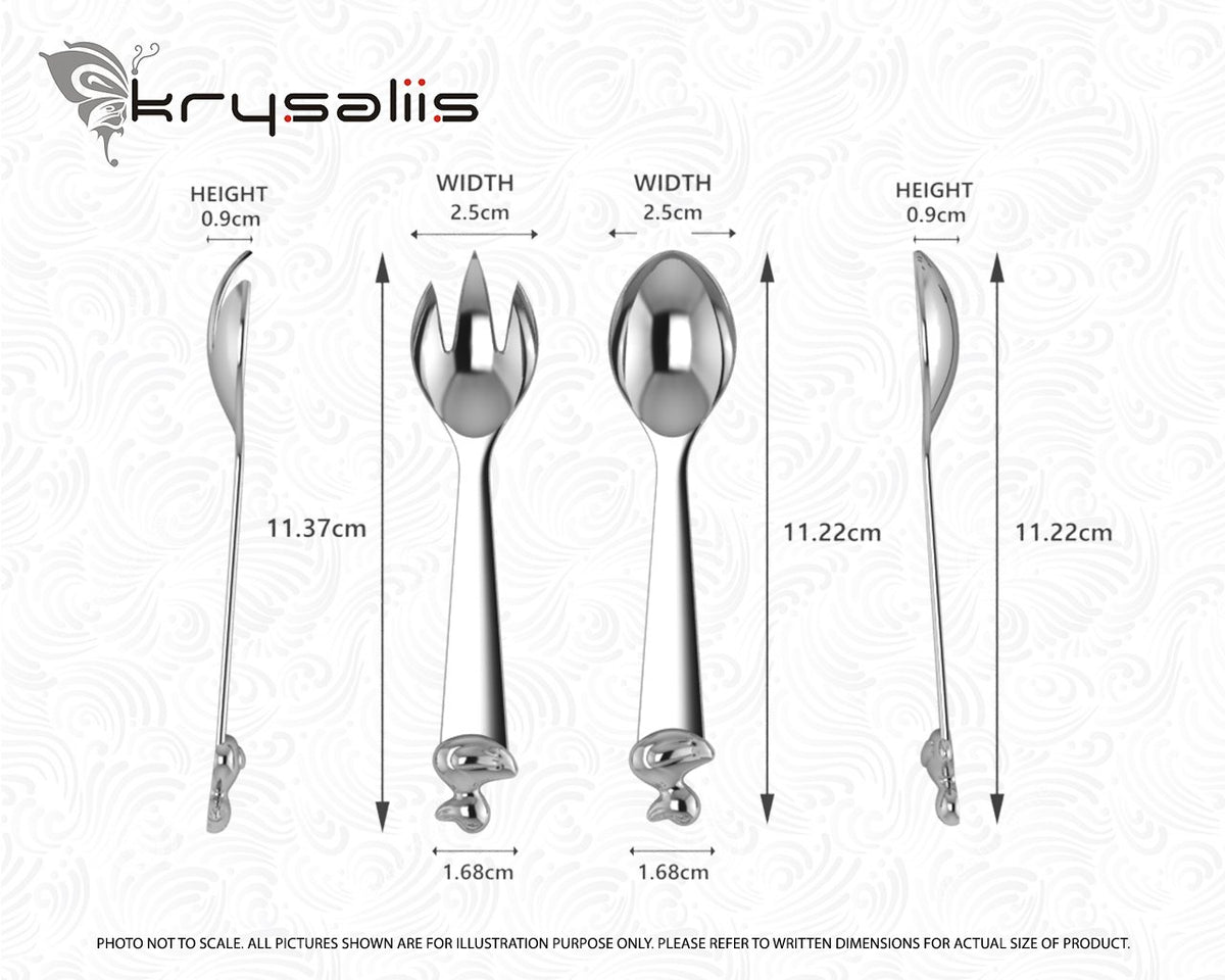 Beaded Sterling Silver Baby Spoon & Fork Set by Krysaliis