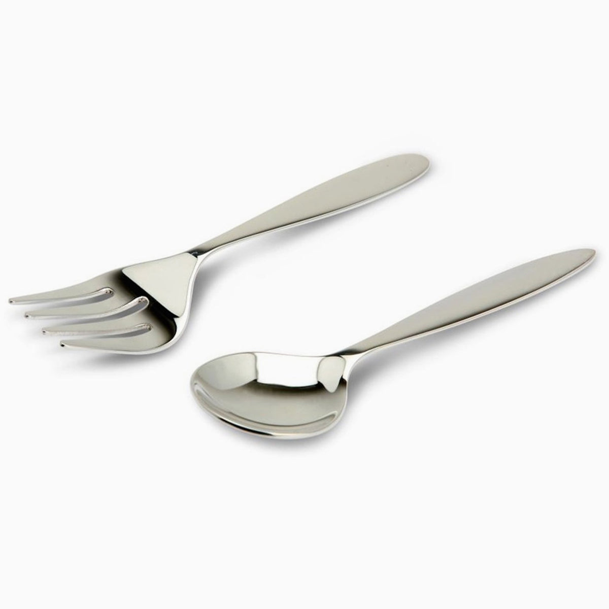 Loop fork and spoon baby set in sterling silver.