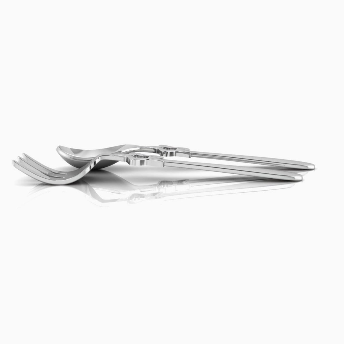 Beaded Sterling Silver Baby Spoon & Fork Set by Krysaliis