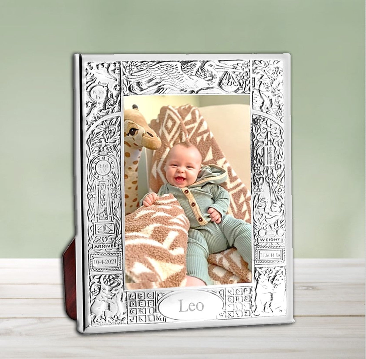 Cunill Sterling Stork 3x5 Birth Record Silver Plated Picture Frames ...