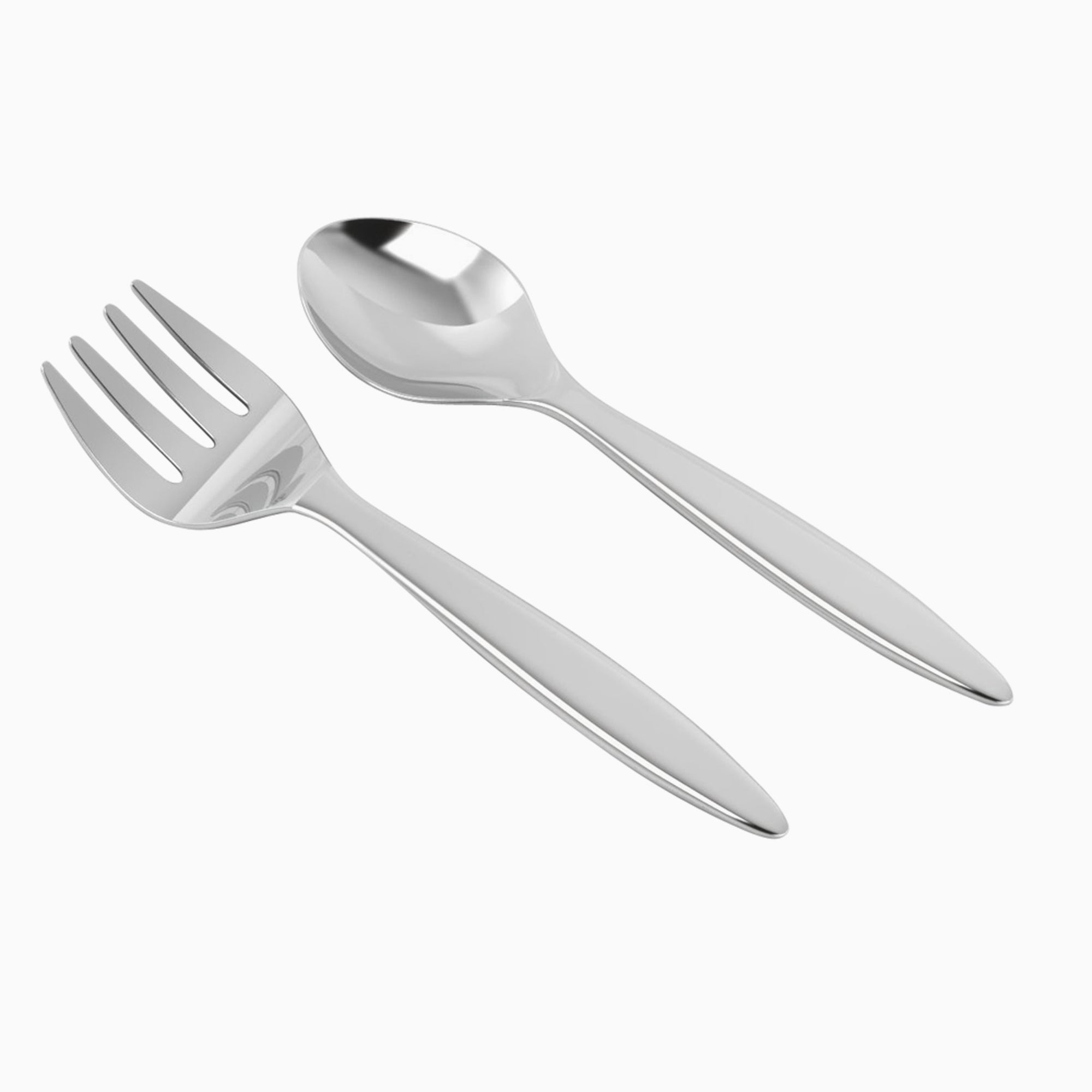 Loop fork and spoon baby set in sterling silver.