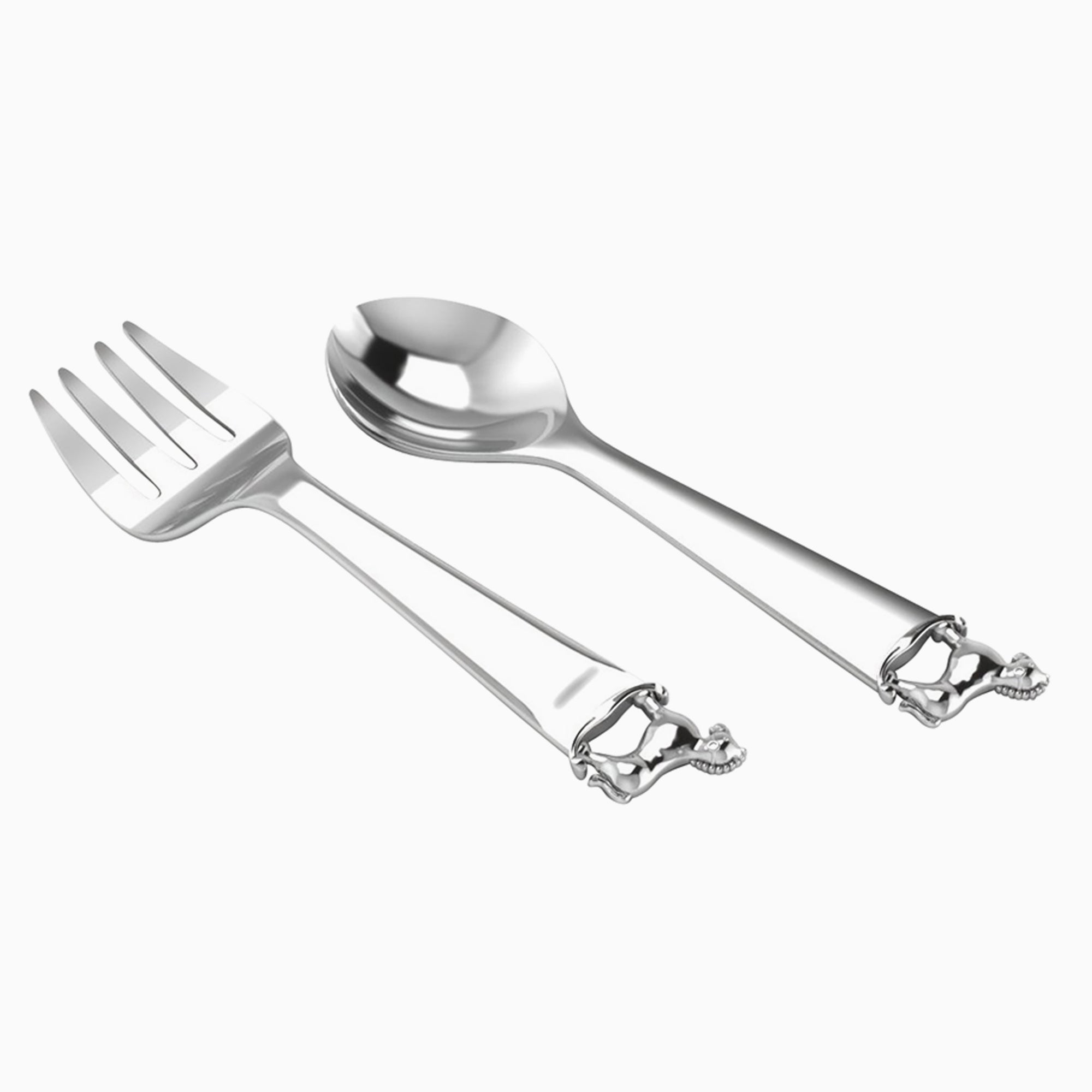 Beaded Sterling Silver Baby Spoon & Fork Set by Krysaliis