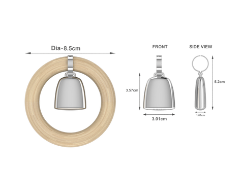 Krysaliis .925 Round BPA Free & Sterling Teething Ring And Rattle Measurements